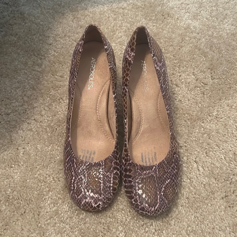 Purple Snake-print Wedges